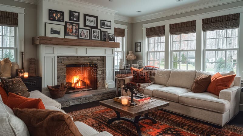 Belo design de interior de sala de estar clássica ilustração royalty free