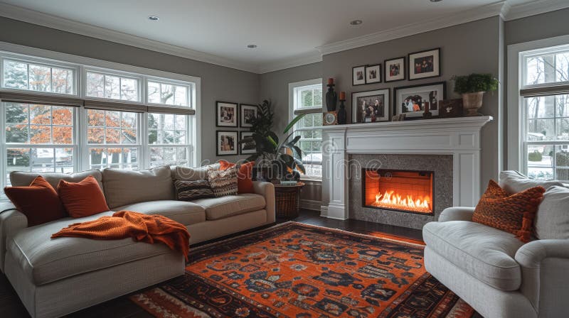 Belo design de interior de sala de estar clássica ilustração stock