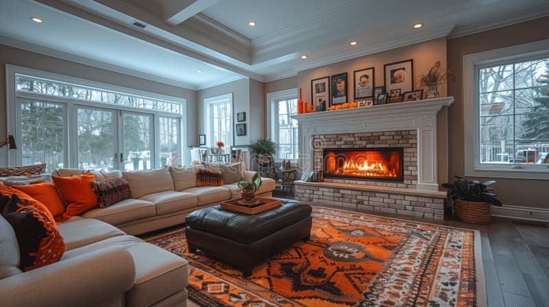 Belo design de interior de sala de estar clássica ilustração stock