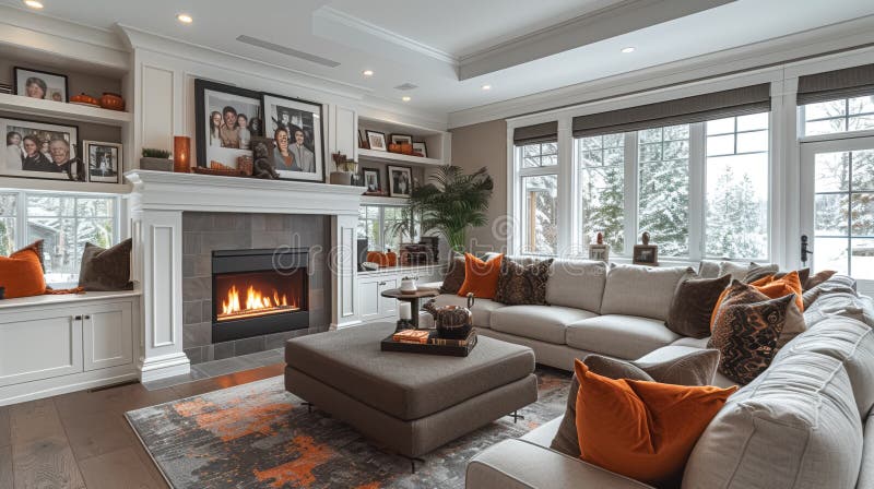 Belo design de interior de sala de estar clássica ilustração royalty free