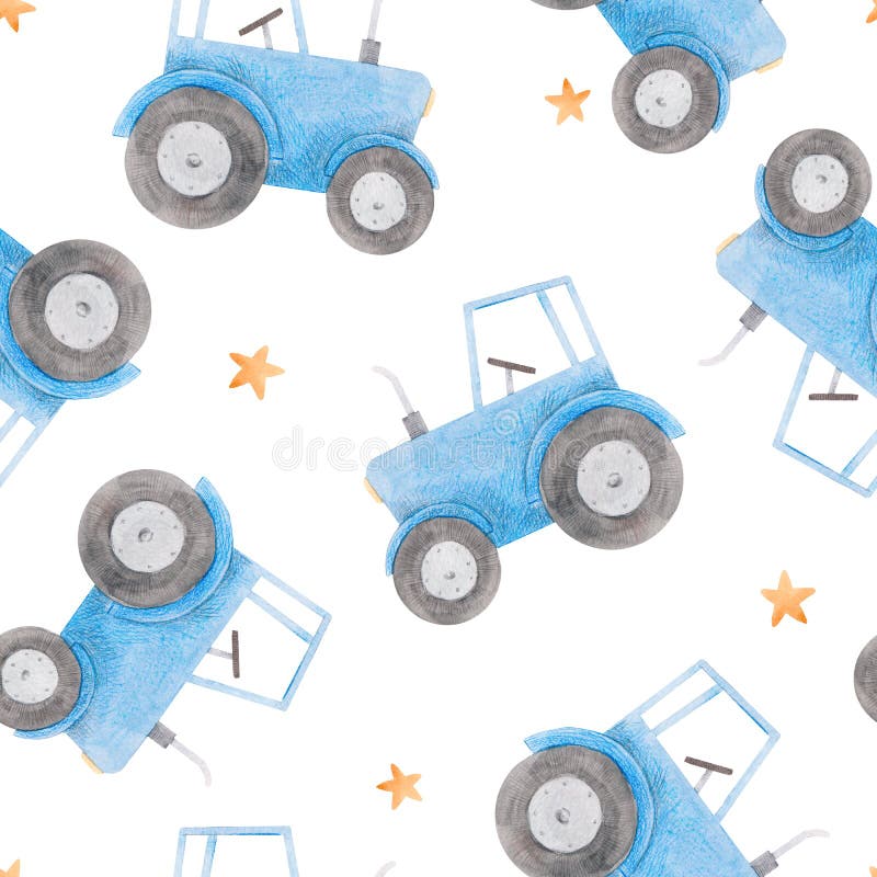 Um Padrão Sem Costura Com Um Trator Azul Ou Uma Máquina Pesada Para Imprimir  Sobre Matérias Têxteis De Tecido Ou De Papel De Pared Ilustração do Vetor -  Ilustração de brinquedo, têxtil
