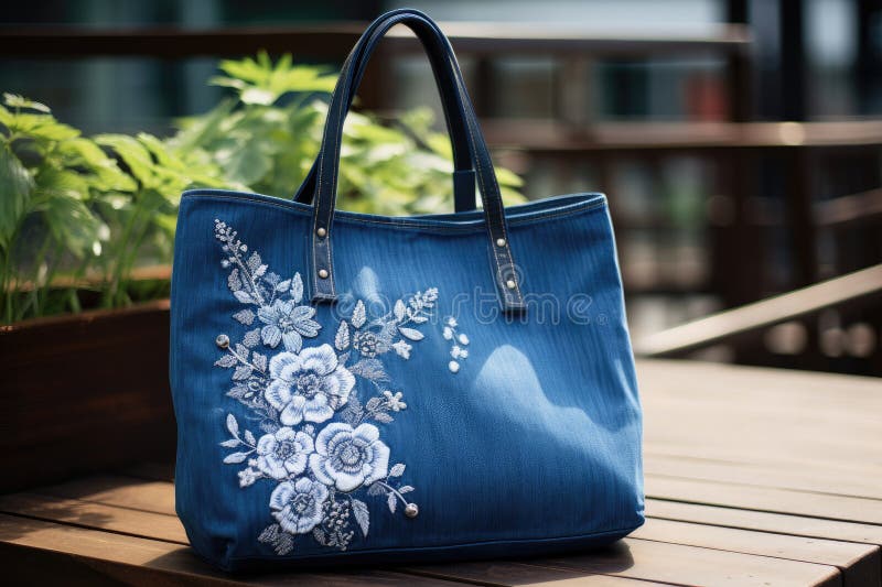 Bolsa jeans bordada a mao 2025