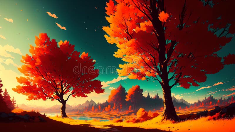 Floresta, bonita, arvores, anime, ceu, HD wallpaper