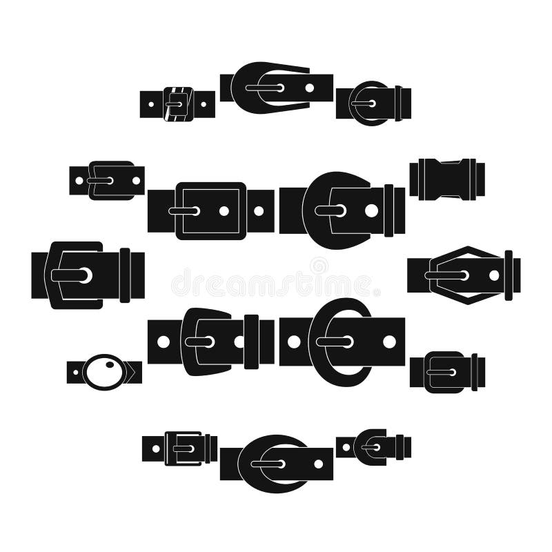 Belt Buckles Icons Set, Simple Style Stock Vector - Illustration of ...