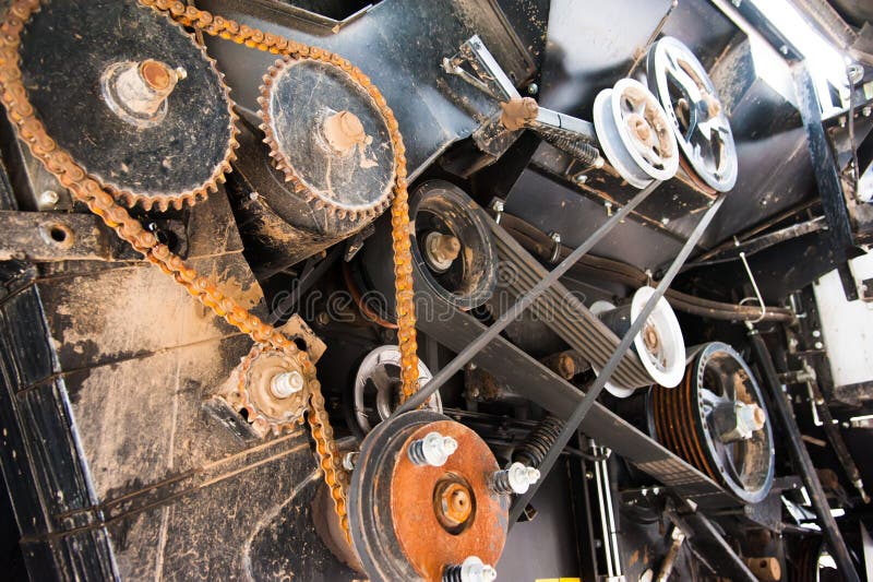 Belt and Chain Transmission Stock Photo Image of motor, metallic