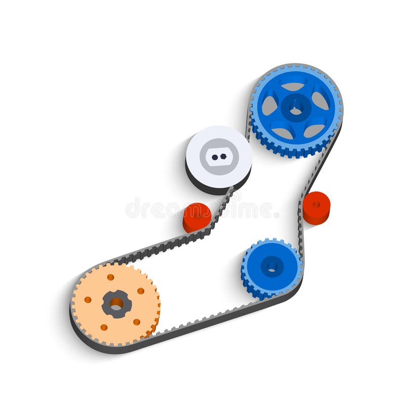 The Beltdriven Mechanism in 3D Stock Vector Illustration of cogwheel