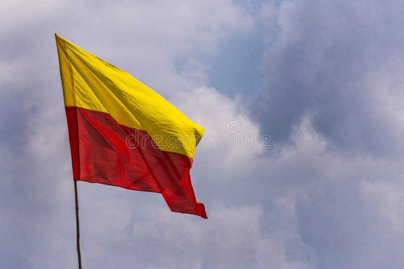 Yellow and Red State Flag in Belur Karnataka India Stock Image - Image of  pole, float: 132102691