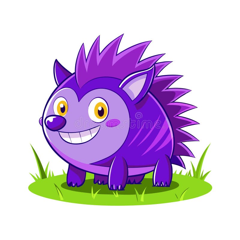Belysande lila hedgehog-teckningsillustration stock illustrationer