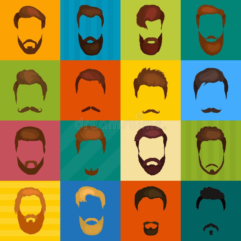 Bemannt das Haar, das von den Bärten und vom Schnurrbartvektor gelegt wird Hippie-Artmodebärte und Haarillustration völker lizenzfreie abbildung