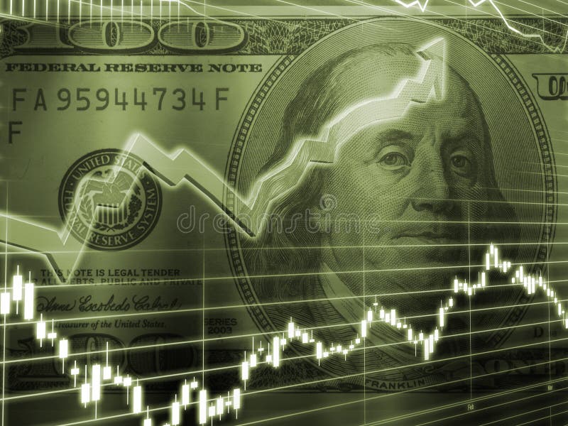Ben Franklin with Stock Market Graph stock illustration
