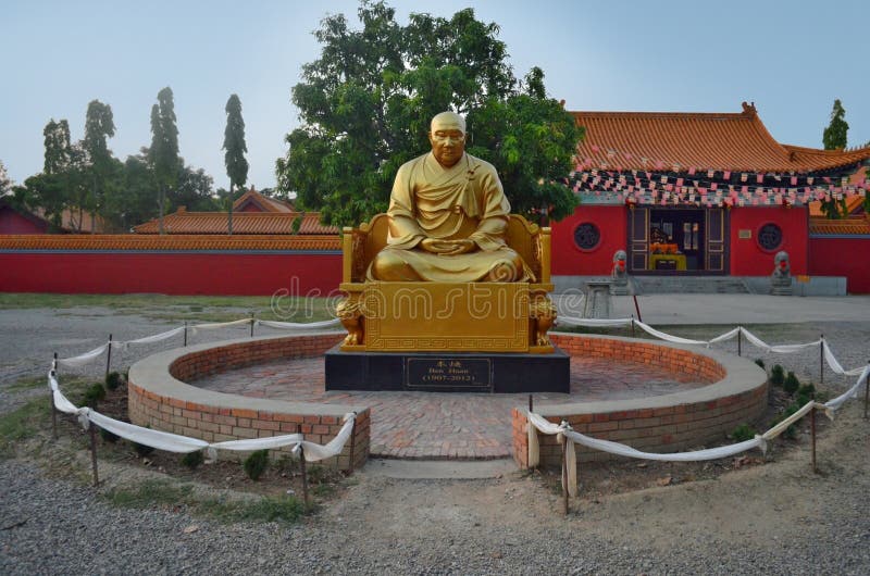 Ben Huan monument near China Buddhist Monastery in Lumbini, Nepal stock image