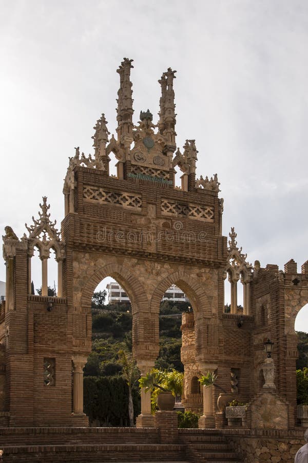 Benalmadena, Andalusien, Spanien - 4. März 2019: Teil von Castillo de Colomares Es ist eine Art Märchenschloss, eingeweiht stockfotos Benalmadena, Andalusien, Spanien - 4. März 2019: Teil von Castillo de Colomares Es ist eine Art Märchenschloss, eingeweiht stockfotos