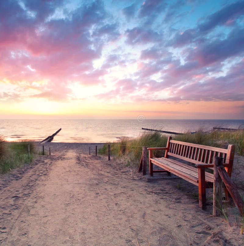 Bench at the beach stock image. Image of park, outdoor - 42380559
