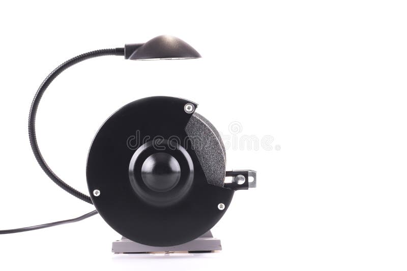 Bench Grinder with Lamp Isolated, Side View Stock Photo Image of light, power 39870262