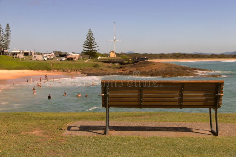 Bench over looking the beach at south west rocks