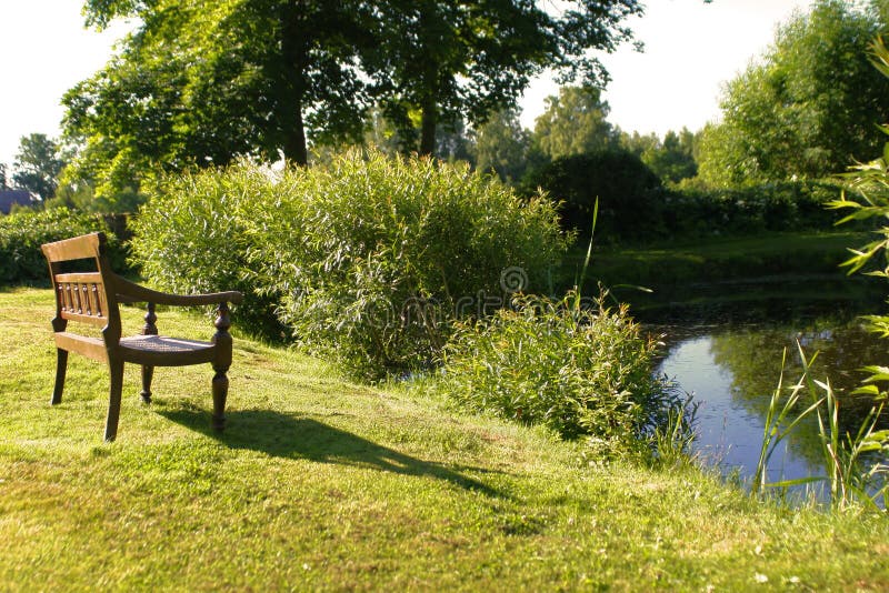 Bench by a pond