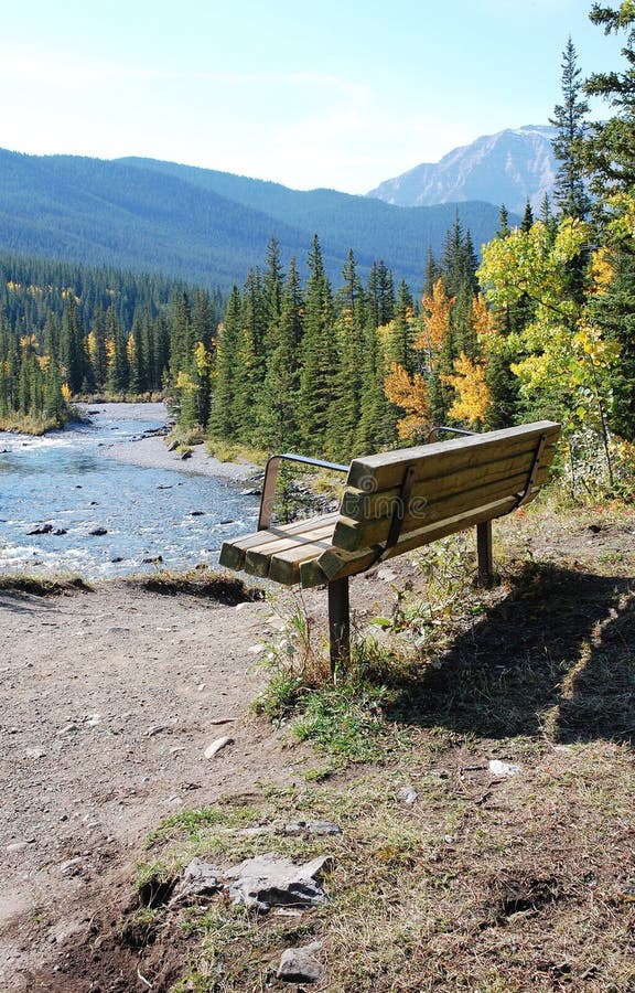 Bench with river valley view