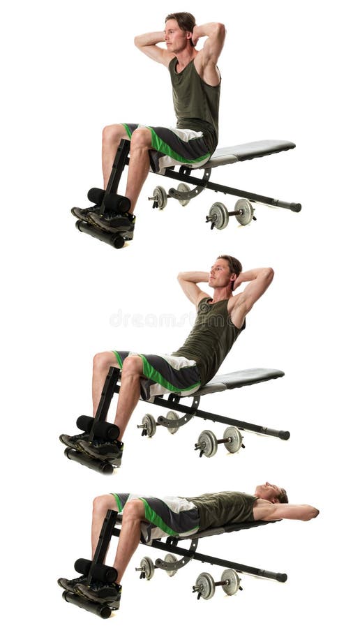 Bench Sit Ups stock photo. Image of muscle, caucasian 56407744