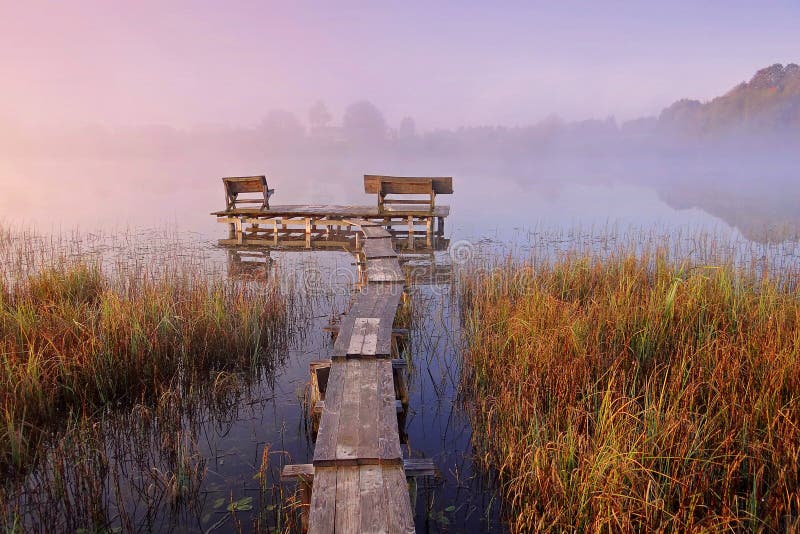 Bench on a small bridge near home for relaxation.