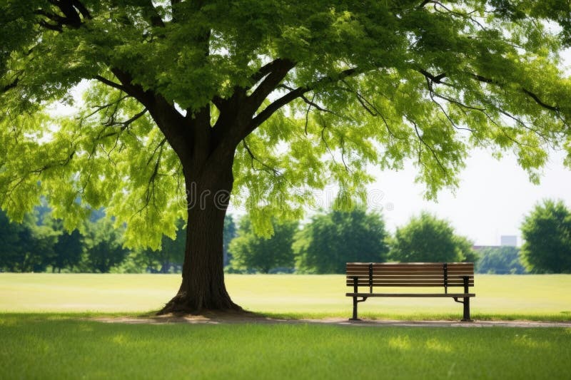 bench under a tree in an empty community park