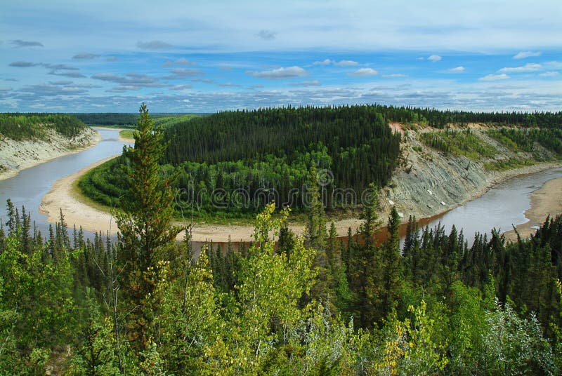 Bend in the Hay River, NWT stock photo. Image of west 2699064