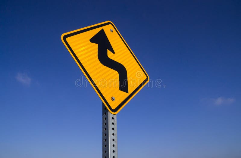 Bend in road sign. stock image. Image of change, metal 49807745