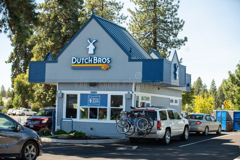 DutchBros coffee shop with cars lining to buy a drink