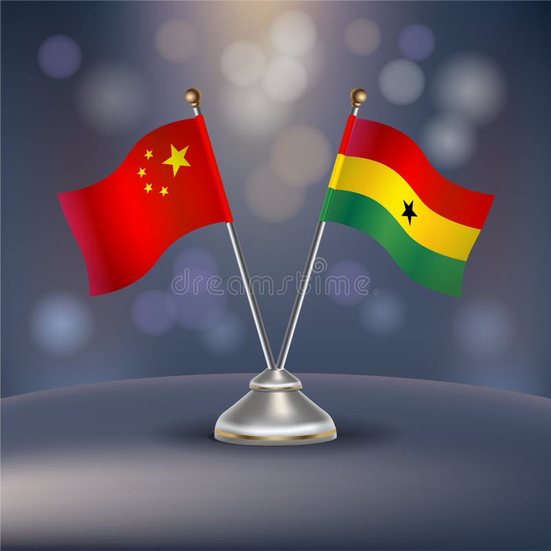 China and Ghana flag Relation stock illustration