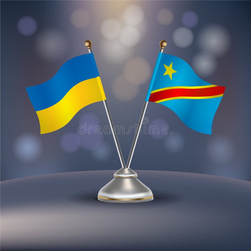 Ukraine VS Congo flag Relation in a stand on table royalty free illustration