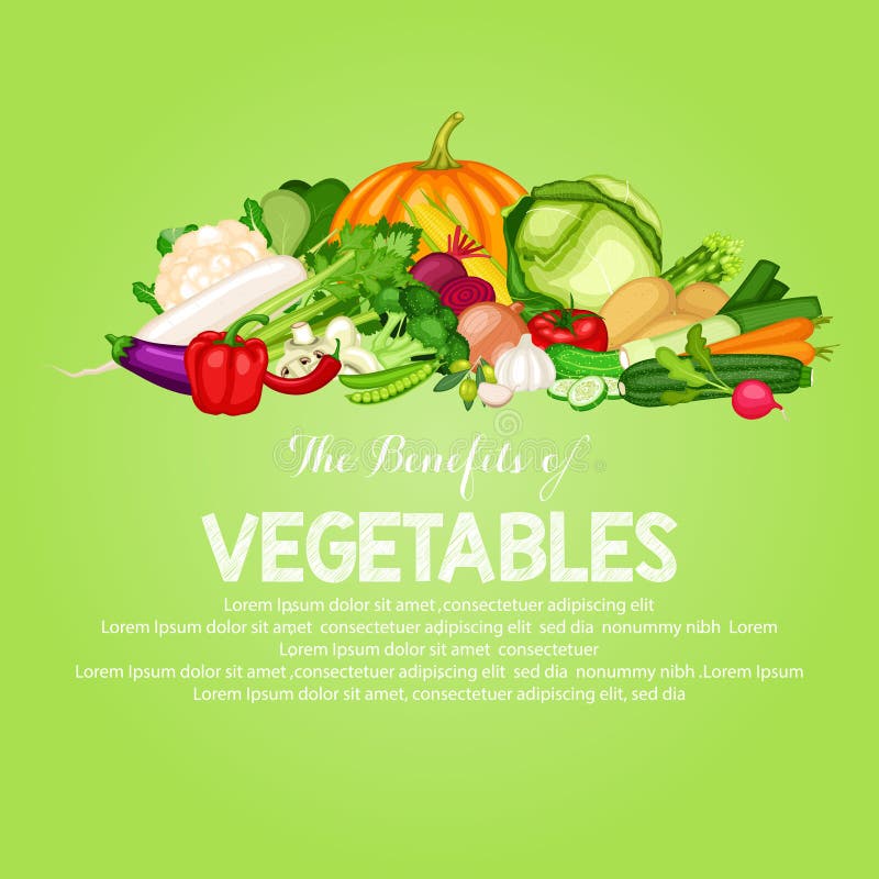 The Benefits of a Vegetable Collection Set Stock Vector Illustration