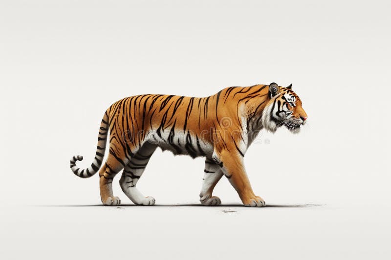 Bengal Tiger Standing Growl 3d Renderin Stock Illustration