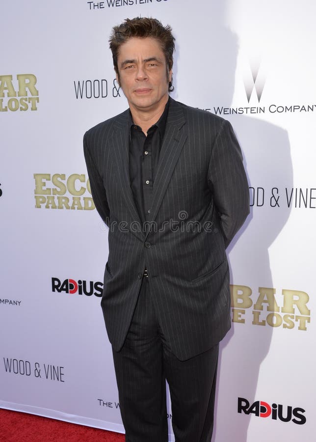 LOS ANGELES, CA - JUNE 22, 2015: Actor Benicio Del Toro at the Los Angeles premiere of his movie \"Escobar: Paradise Lost\" at the Arclight Theatre, Hollywood. LOS ANGELES, CA - JUNE 22, 2015: Actor Benicio Del Toro at the Los Angeles premiere of his movie \"Escobar: Paradise Lost\" at the Arclight Theatre, Hollywood