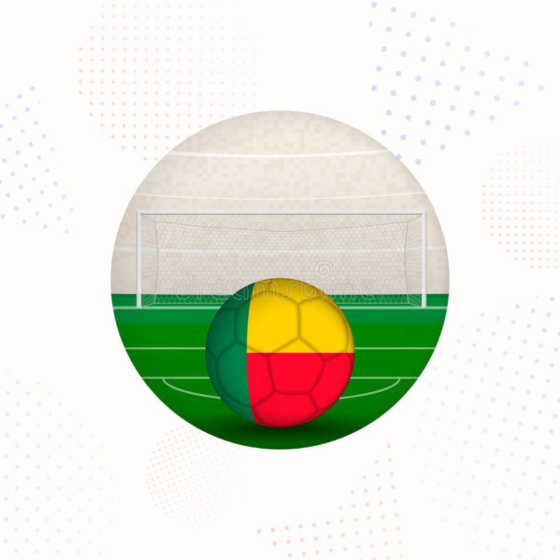 Benin Flag Football Image for Sports Promotion Benin Soccer Ball Kickoff klar för Kickoff stock illustrationer