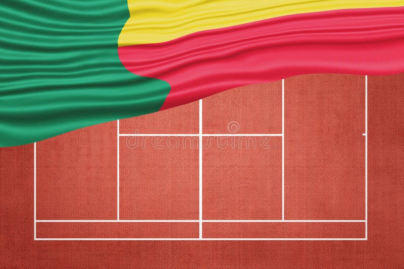 Benin Flag på Clay Tennis Court vektor illustrationer