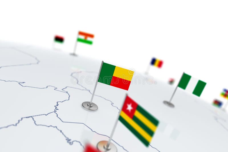 Benin flagga stock illustrationer