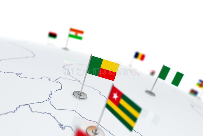 Benin flagga stock illustrationer