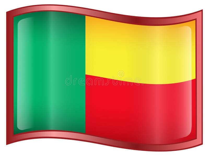 Benin-flagga ikon royaltyfri illustrationer