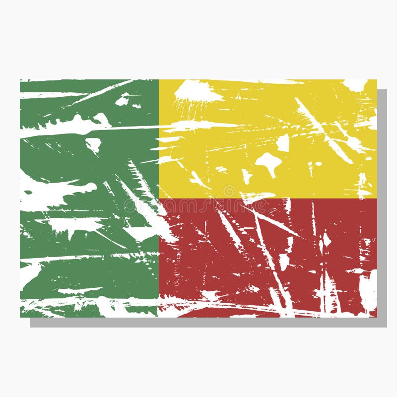 Benin-flagga med repor, vektorflagga för Benin stock illustrationer