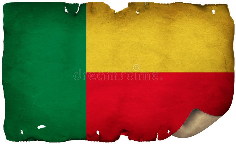 Benin-flagga på gammalt papper vektor illustrationer