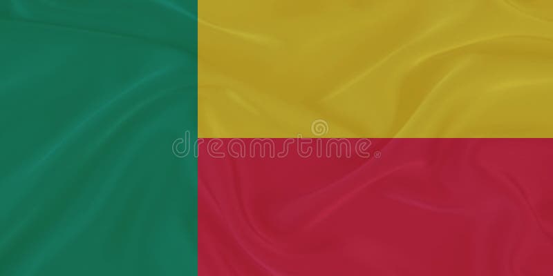 Benin-flagga Wind Waking Close Up royaltyfri illustrationer