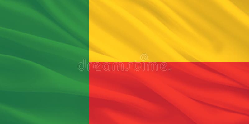 Benin-flagga Wind Waking Close Up vektor illustrationer