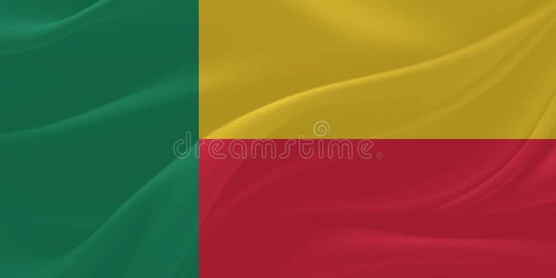 Benin-flagga Wind Waking Close Up vektor illustrationer