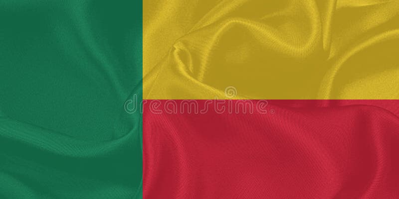 Benin-flagga Wind Waking Close Up royaltyfri illustrationer