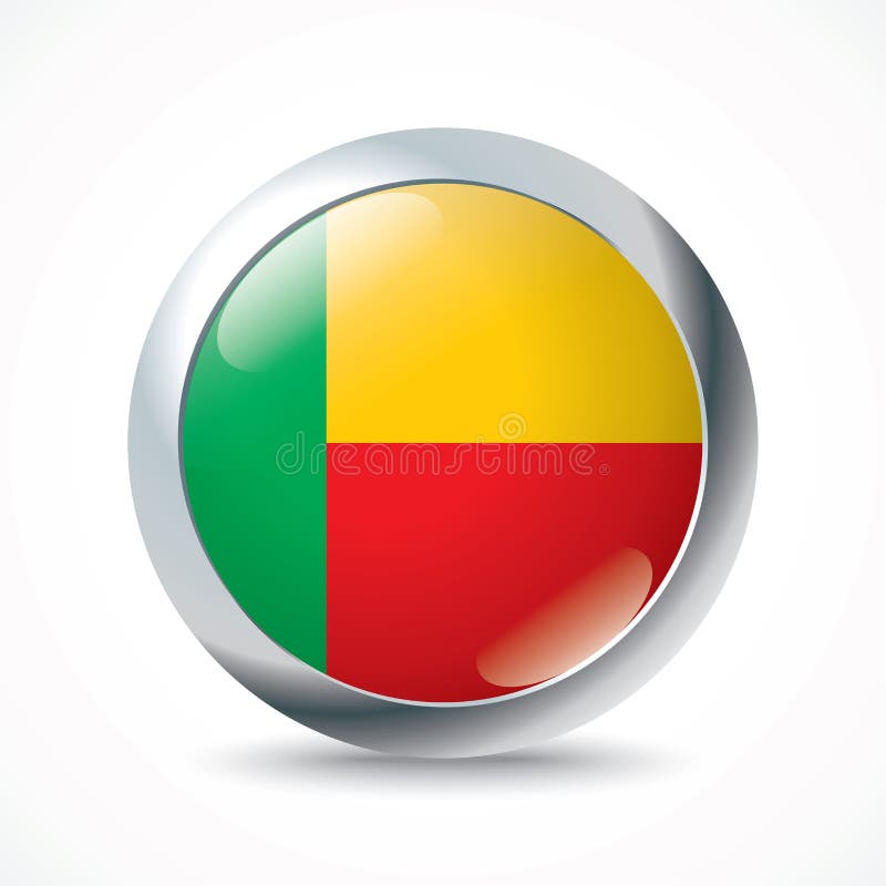 Benin flaggaknapp vektor illustrationer