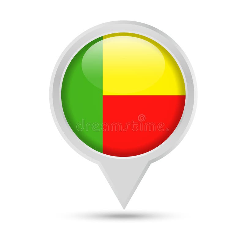 Benin flaggarunda Pin Vector Icon royaltyfri illustrationer