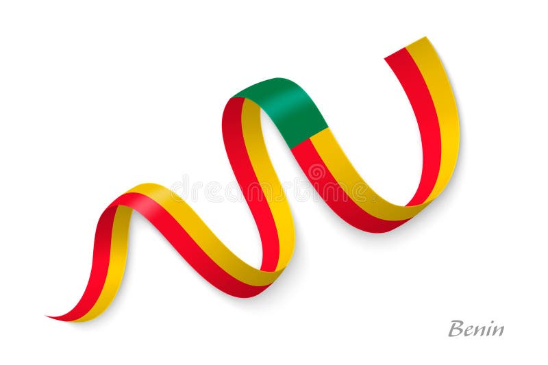Benin-flaggband som viker nationella färger stock illustrationer