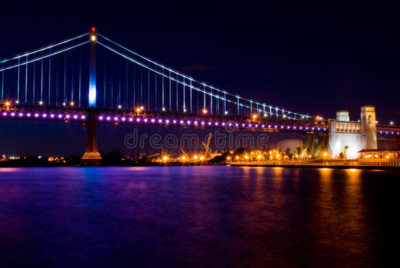 Benjamin Franklin Bridge at night stock photos Benjamin Franklin Bridge at night stock photos