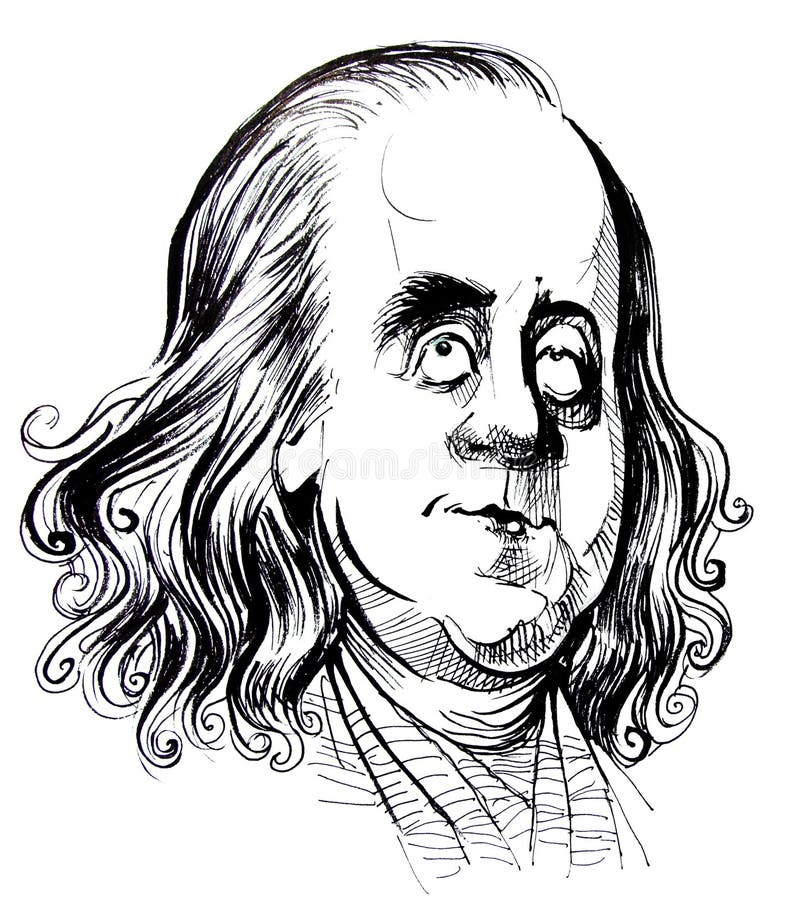 Hand-draw caricature from Benjamin Franklin. Hand-draw caricature from Benjamin Franklin