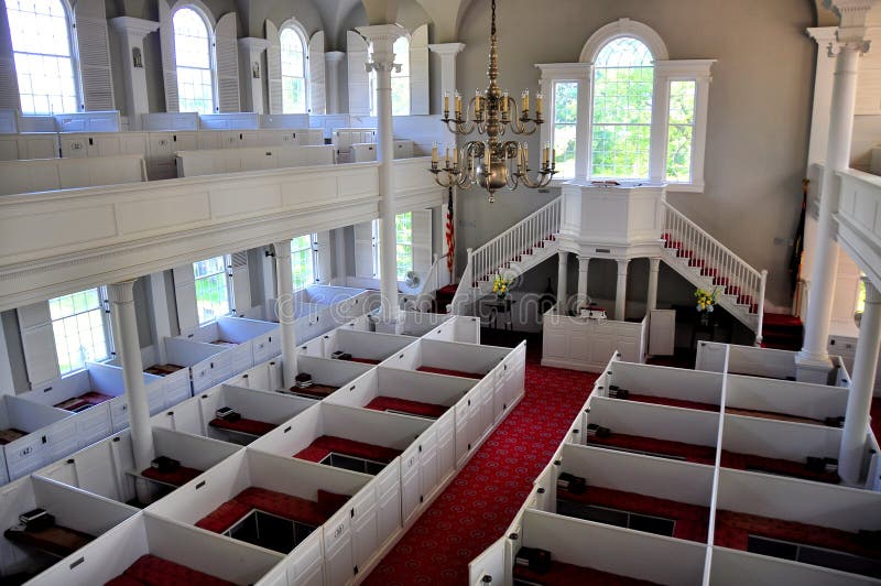 Bennington, VT: Интерьер первой относящейся к конгрегации церков стоковое фото