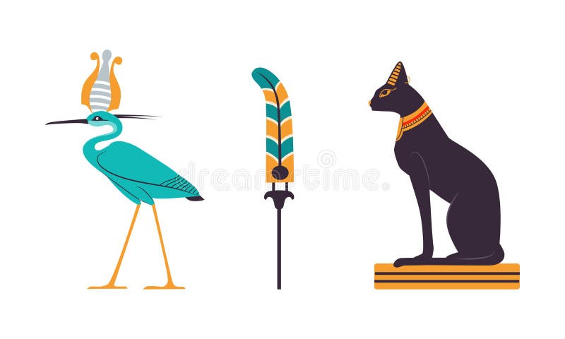 Gato egípcio. deusa bastet. gato preto com asas de escaravelho e colar de  ouro. satuette do antigo egito art. desenho animado 3d ícone do design.